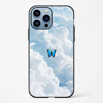 Clouds & Blue Butterfly Printed Glossy Case