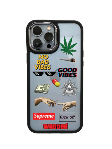No Bad Vibes Black Border Case