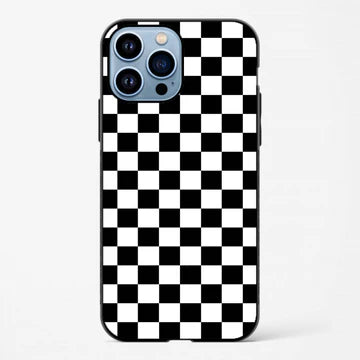Black And White Checks Printed Glossy Case