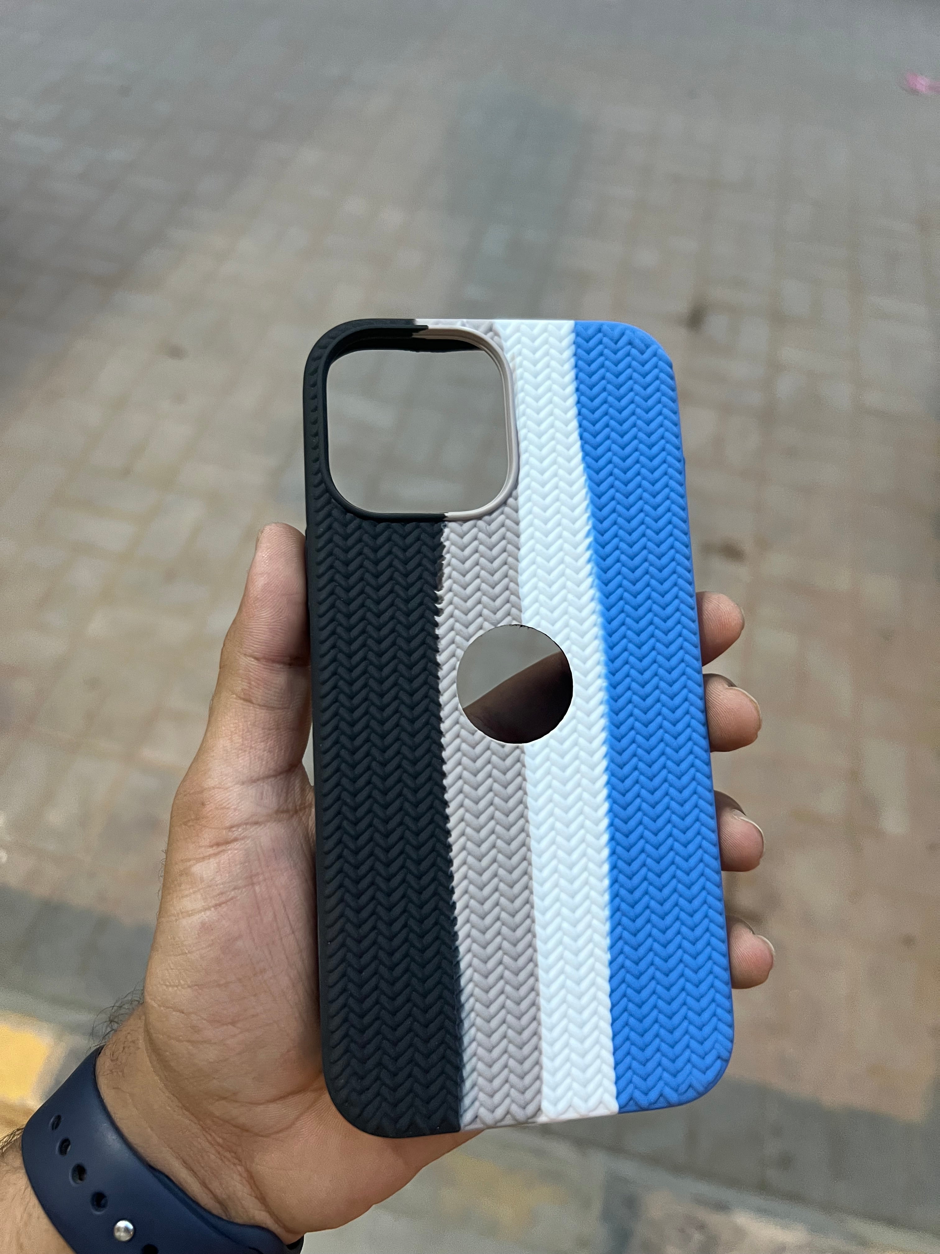 Ultra Linen Rainbow Silicon Case for iPhone 13 pro max