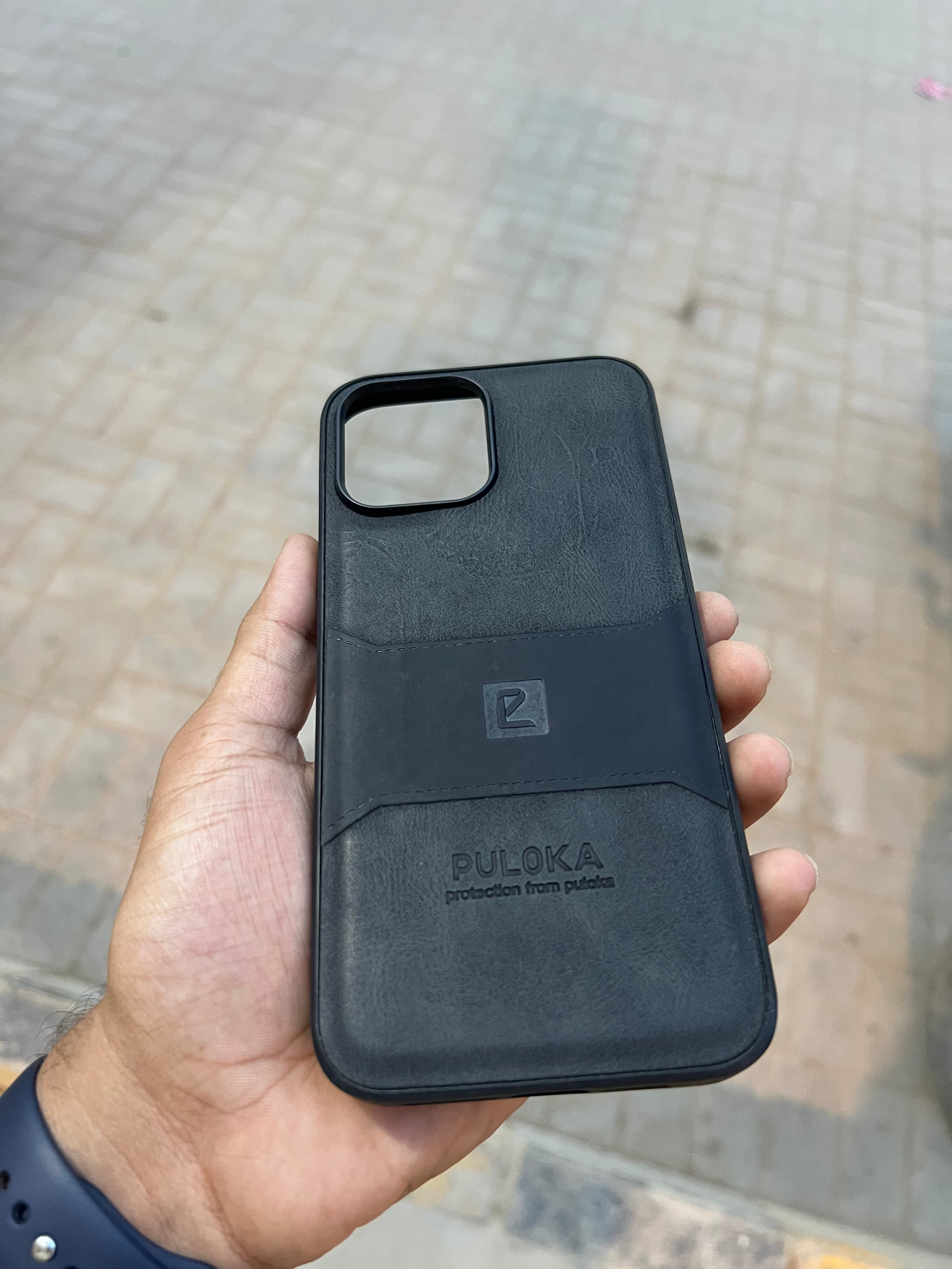 Puloka Black Leather For iphone 13 pro max