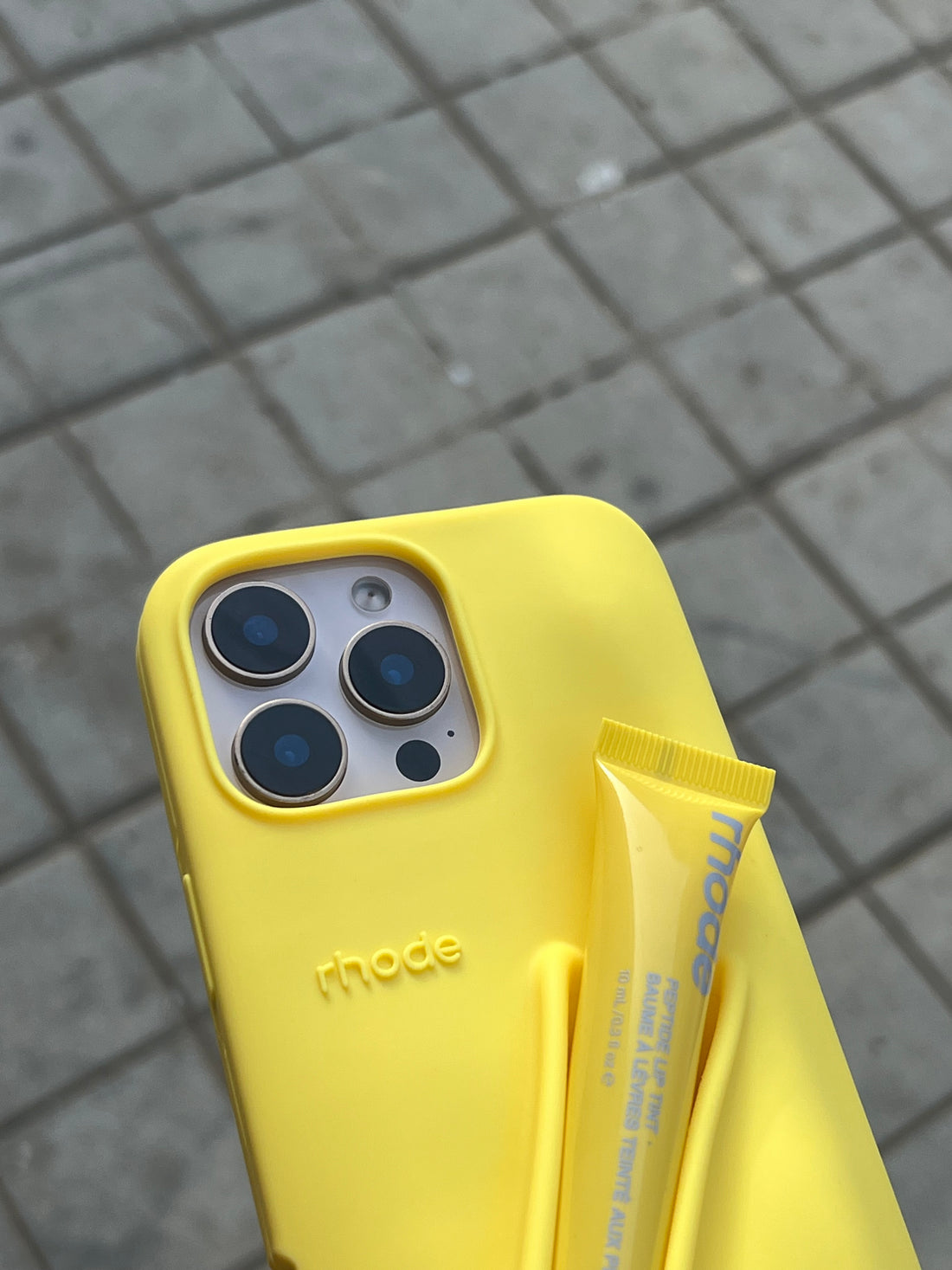 Rhode Lip gloss Case yellow (Special Edition)with free back 360 protection
