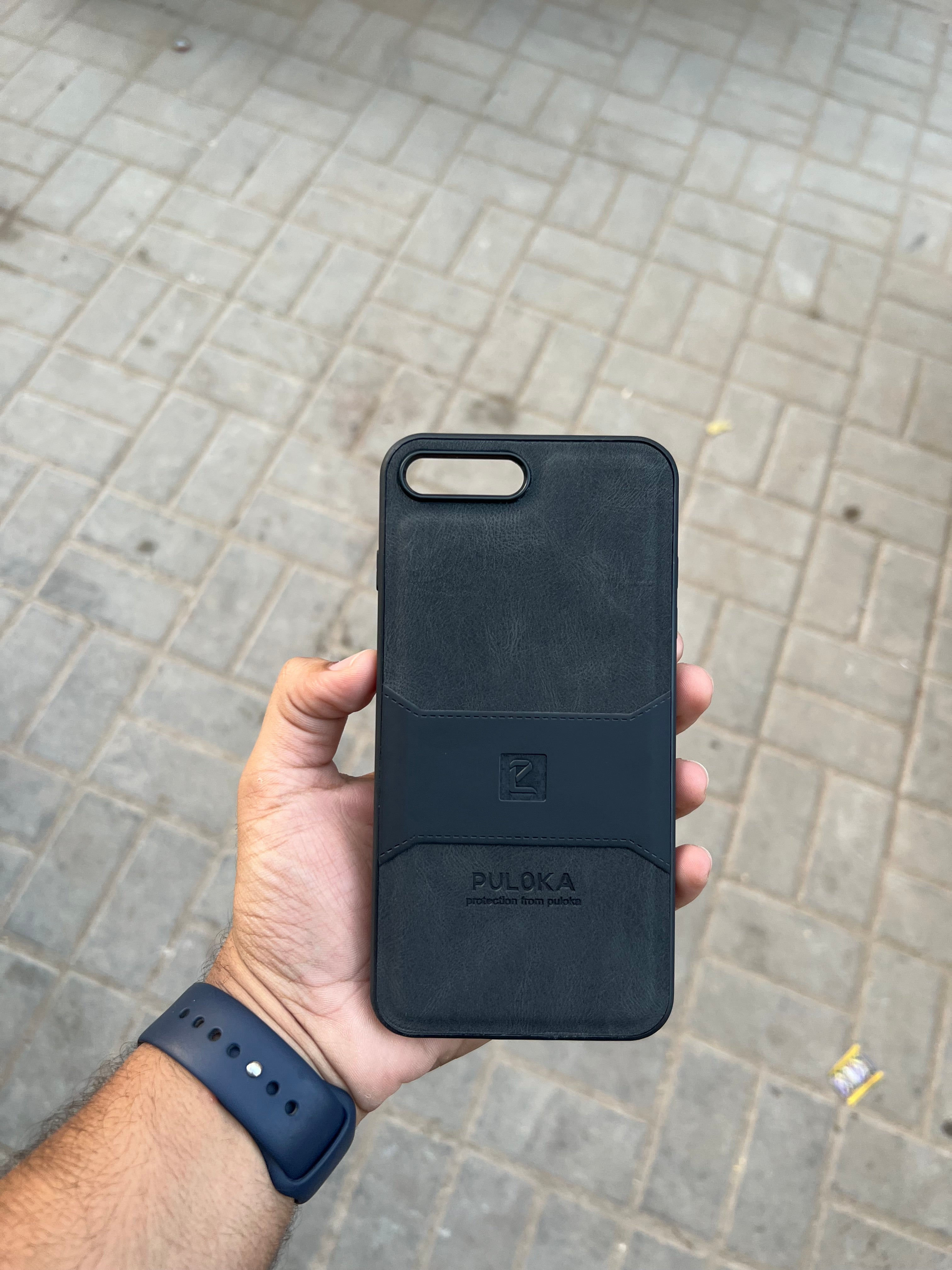 Puloka Black Leather For iPhone 7 & 8 plus