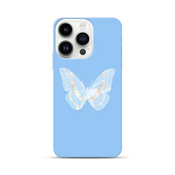 Blue Gold Butterfly Printed Glossy Case