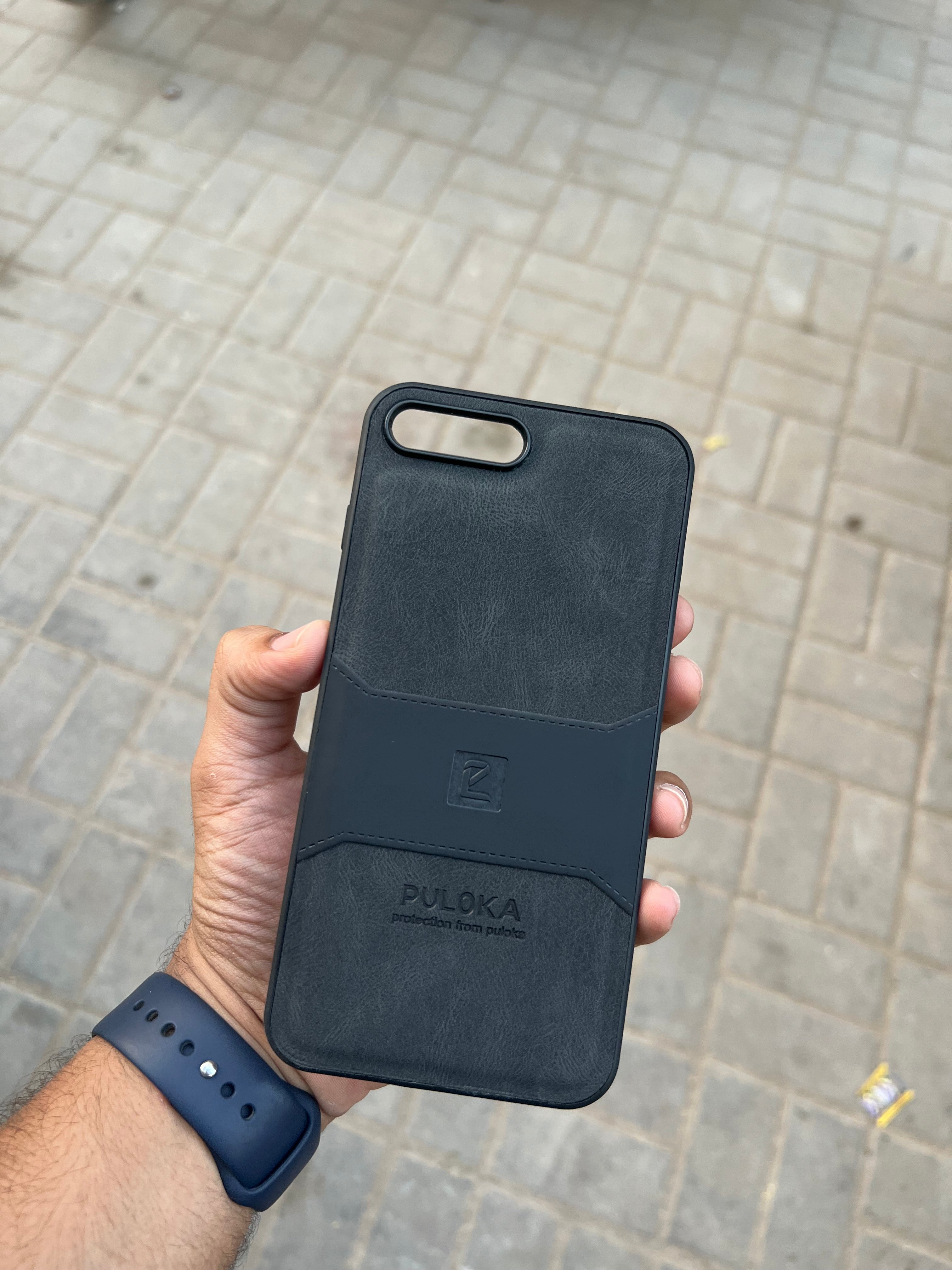 Puloka Black Leather For iPhone 7 & 8 plus