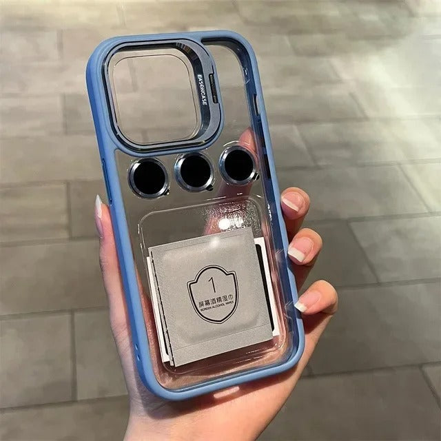 Metal Stand Acrylic Case With Camera Lens